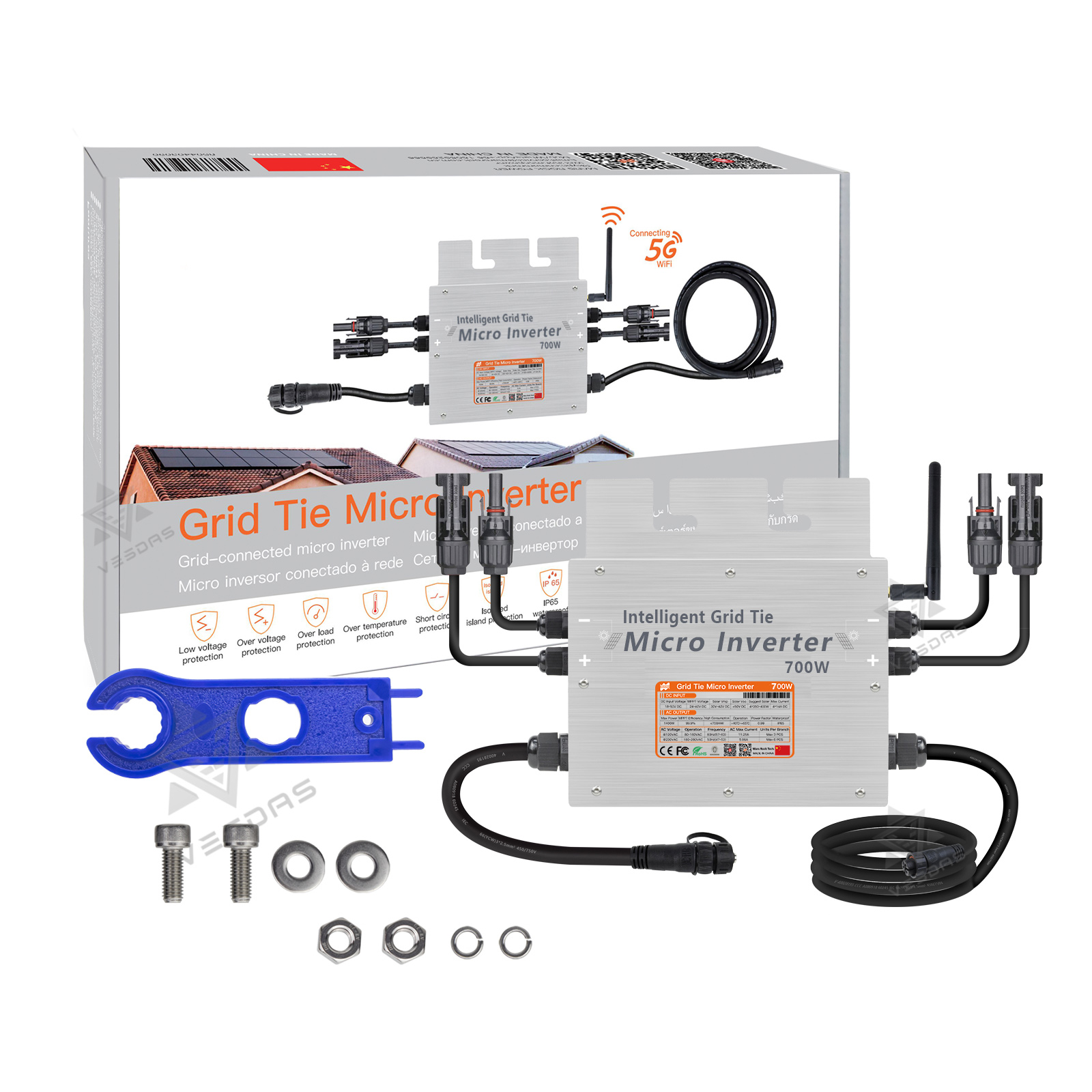 Grid Tie Micro Inverter - 700W Portable Solar Grid Tie Smart